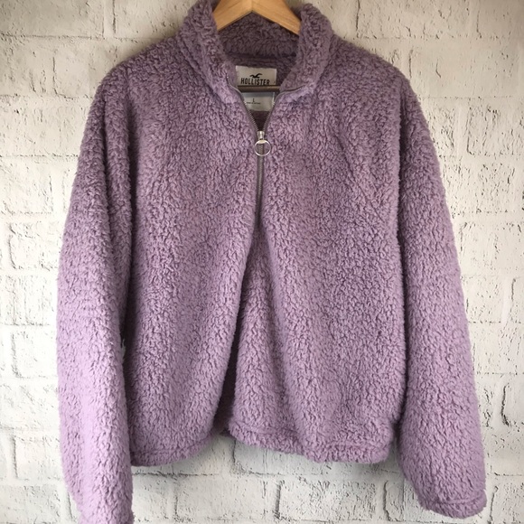 hollister half zip teddy pullover